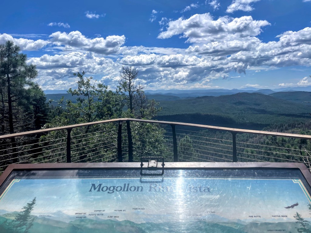 blue and green mountains in the distance, Mogollon Rim, Arizona