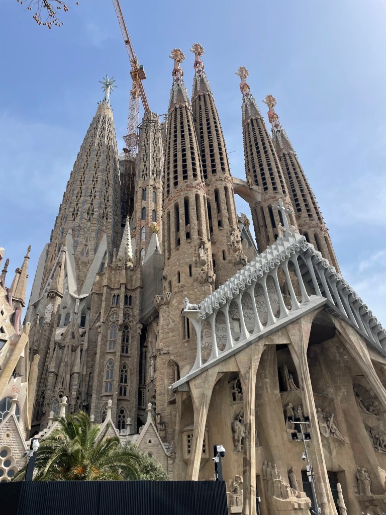 The interior front side of La Sagrada Familia in Barcelona, Spain