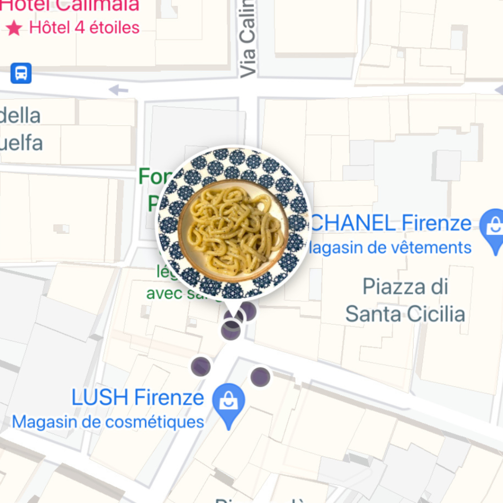 A screenshot of Google Maps showing where I restaurant is in Italy