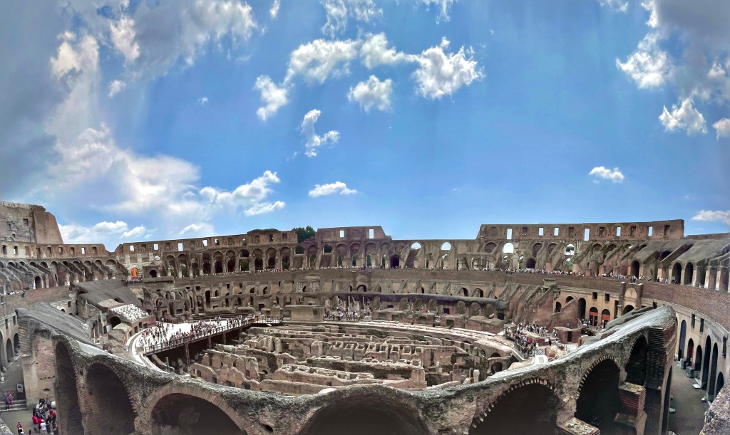 The Roman Colosseum on a sunny day in Rome, Italy