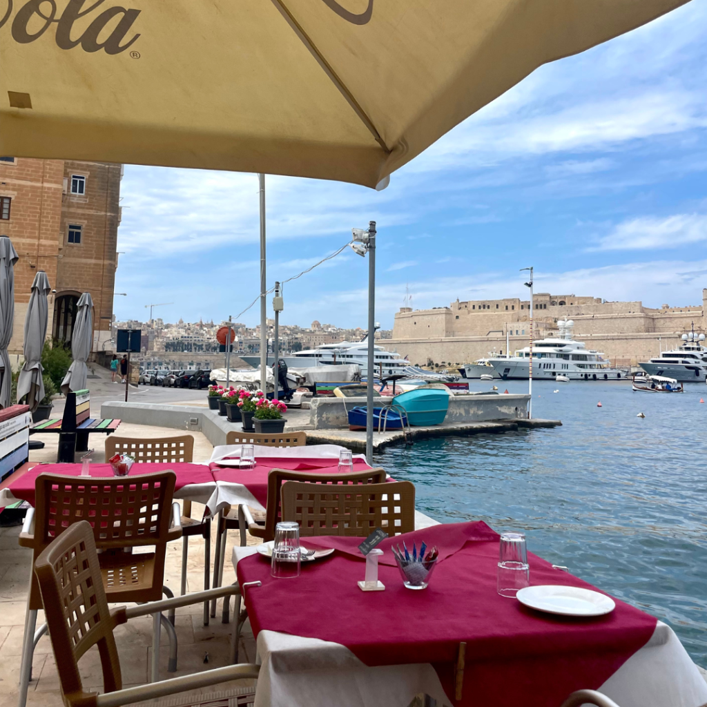 View of the marina from a Mediterranean restaurant in Malta