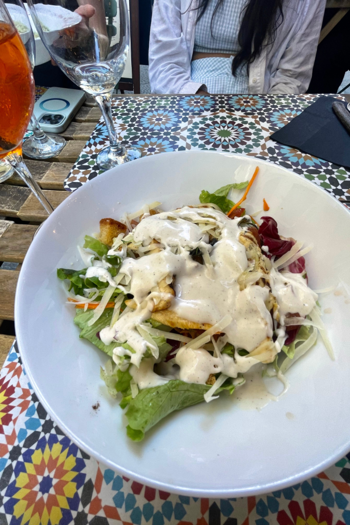 A delicious caesar salad at a family run trattoria in Florence, Italy