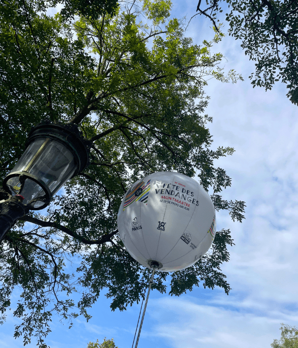 balloon floating in the sky on a sunny day at a wine harvest festival in Paris